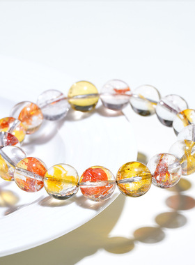 盖亚回声 天然高品锦鲤胶手串七彩胶花橘子牛血红芬达胶花手链