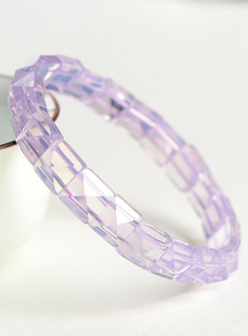 盖亚回声 7A级天然冰种紫玉晶随型手链  紫玉晶手工切角手串