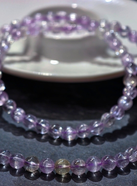 盖亚回声 天然7A级拉丝猫眼紫锂辉手链 冰种拉丝猫眼彩锂辉手串