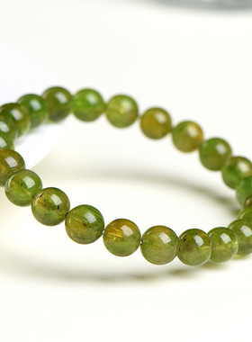 盖亚回声 天然7A级绿色碧玺圆珠手链 苹果绿碧玺散珠手串 批发