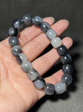 新疆和田玉青花籽料手串10*11mm苏工精品男女款玉器手串老型珠