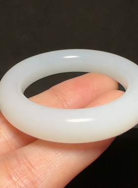 新疆和田玉白玉籽料玉环 车挂男女款精品 圆环经典款素环时来运转