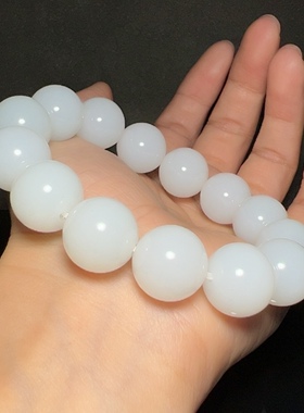 新疆和田玉籽料手串手链男女款精品玉珠子手串手链15mm
