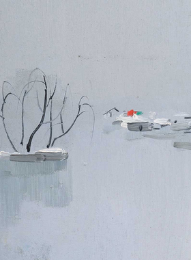 吴冠中油画真迹复制画北京雪卧室非手绘客厅玄关山水画装饰画挂画