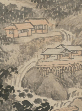 王翚墨池风雨图四王山水画国画挂画装饰画客厅卧室宣纸竖版卷轴画