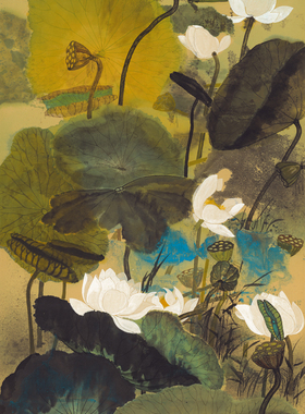 装饰画国画客厅花鸟画十品挂画卧室非纯手绘工笔重彩荷花图赠装裱