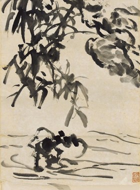 国画字画客厅山水画集真迹书法宣纸书画作品仿黄宾虹竹石图赠装裱