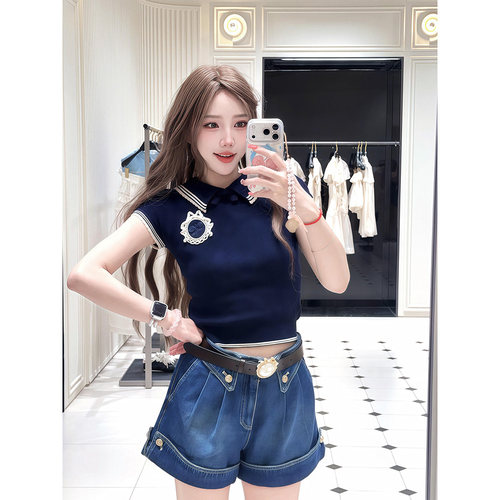 2026秋季新款时尚学院风针织短袖T恤polo衫上衣GFC26860 - 图0