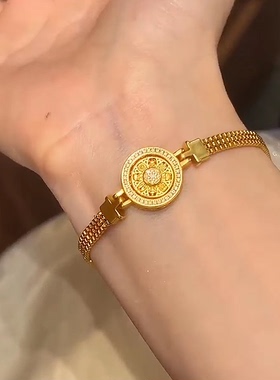 5G新款黄金色重工八宝罗盘手链新中式微镶手表带高质量保色送爱人