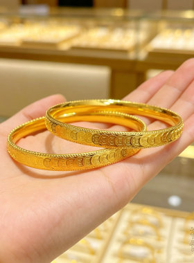 5G新款黄金色重工钱币手镯新中式多多手镯高质量保色送爱人