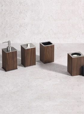 现代简约卫浴套装洗手液罐皂液罐托盘酒店浴室洗漱牙刷收纳罐家用