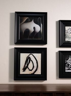 现代简约侘寂中古老钱风织物山鸡装饰画几何摆件酒店样板间摆件