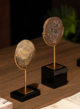 宋代美学禅意茶室家居摆设新中式龟背石小摆件书房桌面艺术