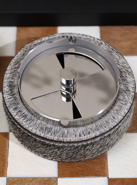 侘寂风皮革烟灰缸金属创意家居酒店售楼处客厅会议室高端摆件