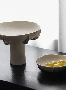 砂石颗粒感果盘摆件现代侘寂艺术家居桌面零食坚果碗搭配组合饰品