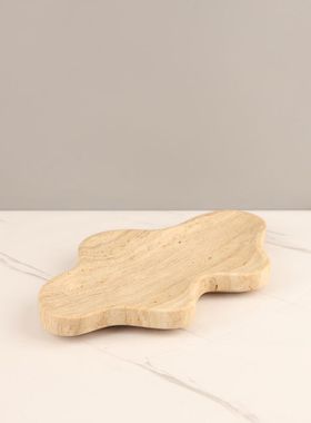 现代简约黄洞石不规则云朵果盘托盘桌面摆件客厅餐厅茶几家居饰品