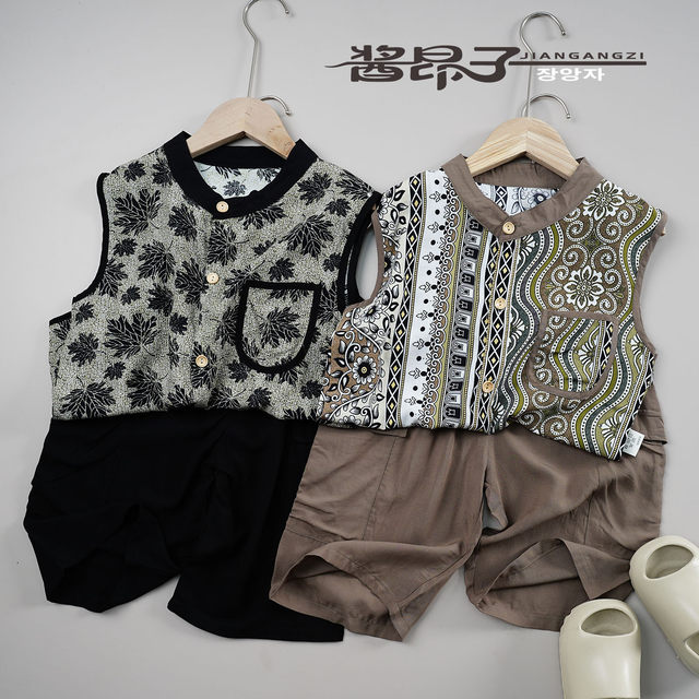 ສະຫວັດດີການຂອງເດັກນ້ອຍ Summer Vest Cropped Pants Rayon Suit