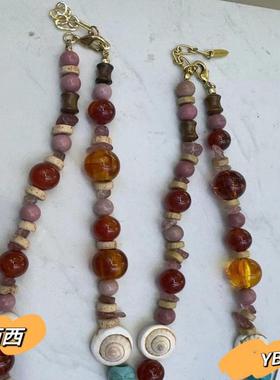 珍珠贝壳等串珠项链女许妍同款