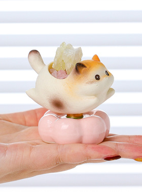 石来运转小猫咪解压车载摆件