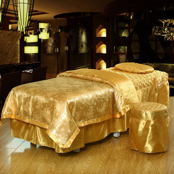 Beauty bed beauty salon special cover four-piece Nordic style massage therapy bed cover with hole shampoo bed bed cover massage