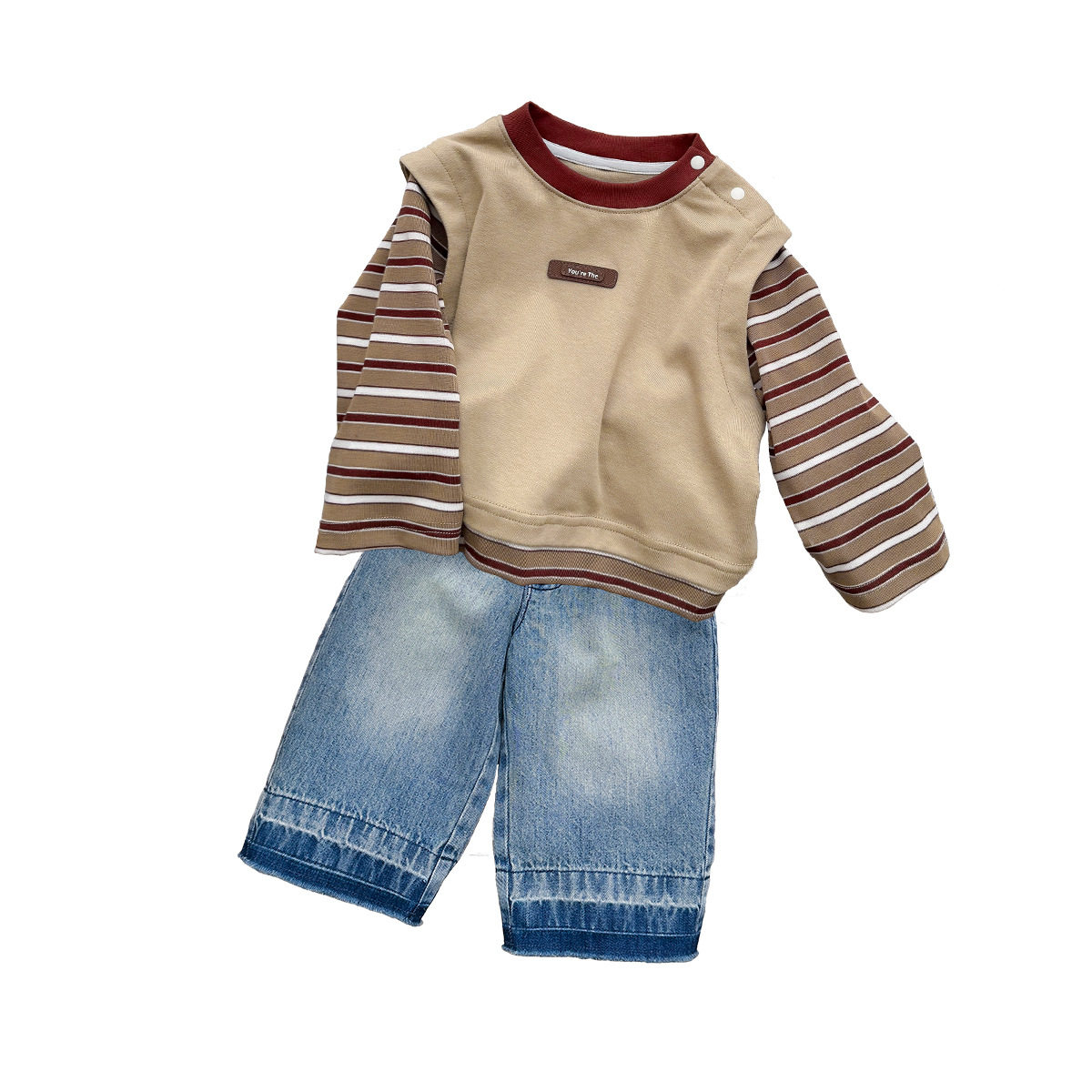 婴幼儿衣服2026春季男宝宝春装条纹卫衣男小童套装软牛仔裤分体潮,淘宝优惠券,粉丝福利购,淘宝优惠卷