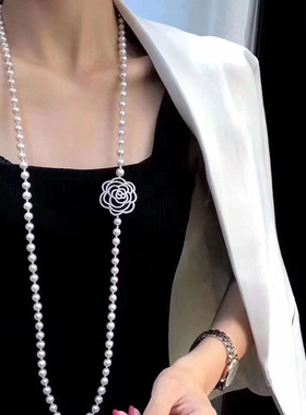 山茶花扣项链锁骨链毛衣链