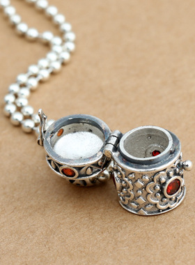 复古红宝石男女款时尚风盒子吊坠