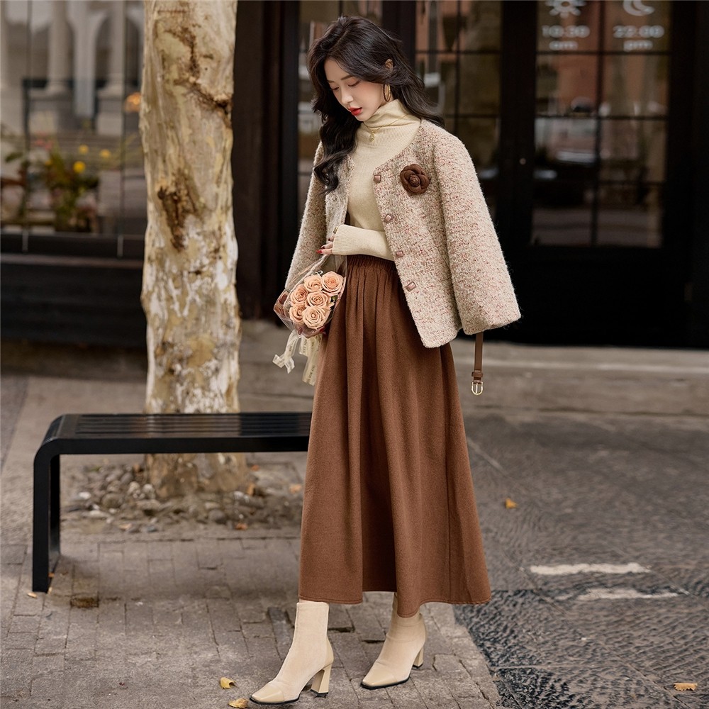 小香风羽绒服套装女冬季2025新款白鸭绒内胆粗花呢外套毛呢半身裙,淘宝优惠券,粉丝福利购,淘宝优惠卷