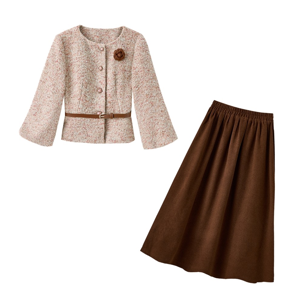 小香风羽绒服套装女冬季2025新款白鸭绒内胆粗花呢外套毛呢半身裙,淘宝优惠券,粉丝福利购,淘宝优惠卷