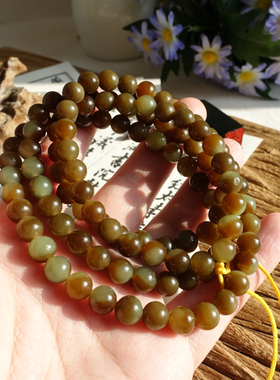 和田玉若羌糖青玉108手串佛珠