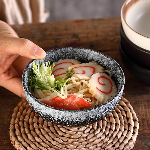 日式米饭碗水果碗碟厚实加厚5英寸陶瓷碗作料碟甜品碗调料碗 - 图0