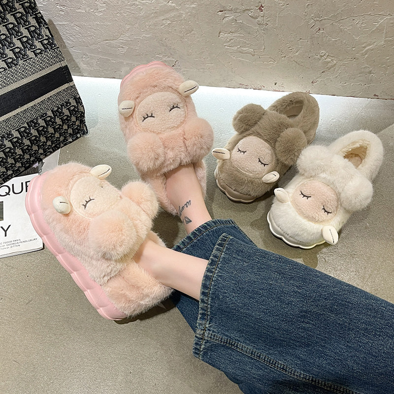 冬季外穿棉拖鞋女可爱兔子毛绒保暖室内居家包根厚底防滑月子棉鞋,淘宝优惠券,粉丝福利购,淘宝优惠卷