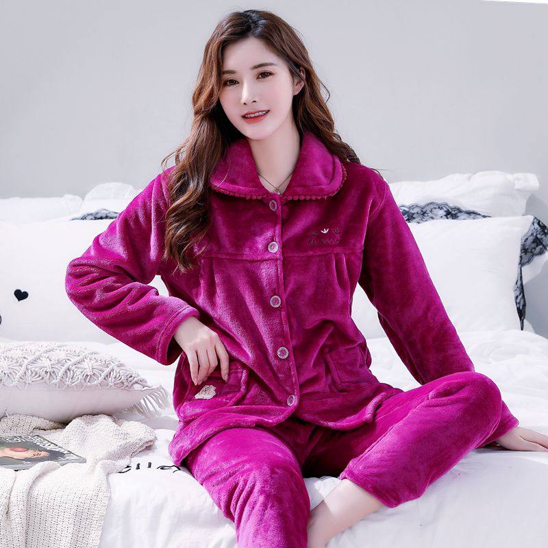 秋冬季加厚睡衣女士法兰绒妈妈长袖保暖套装珊瑚绒可爱卡通家居服,淘宝优惠券,粉丝福利购,淘宝优惠卷