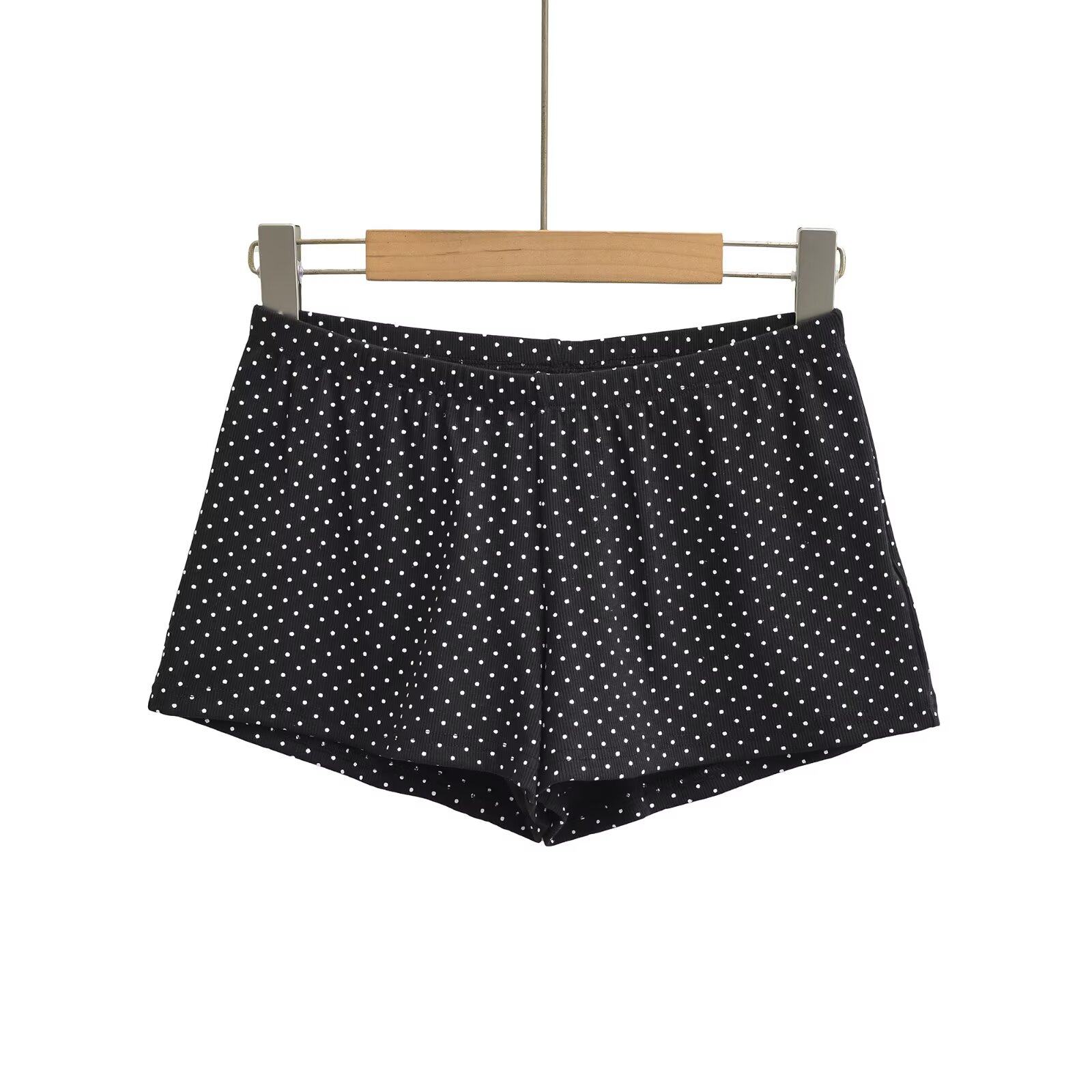 美式显瘦藏蓝色波点低腰短裤女夏季新款百搭松紧腰休闲居家裤热裤,淘宝优惠券,粉丝福利购,淘宝优惠卷