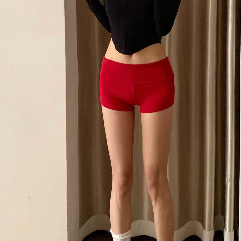 设计感舒适低腰翻边紧身短裤女夏外穿显瘦包臀健身迷你热裤休闲裤,淘宝优惠券,粉丝福利购,淘宝优惠卷