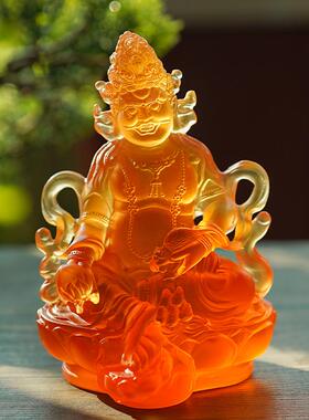 古法琉璃黄财神佛像摆件