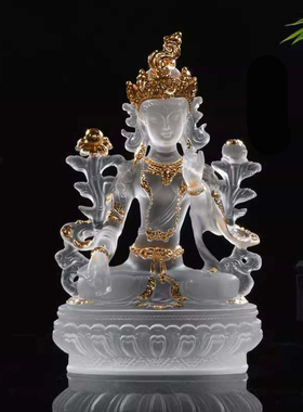 禅悦佛艺古法琉璃白度母藏传密宗增寿救度佛母家居用佛像供奉摆件