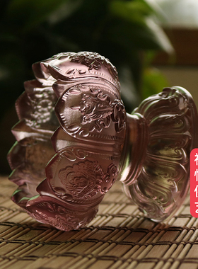 七彩莲花琉璃吉祥供碗八宝蜡烛台