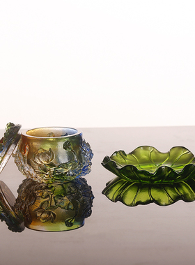 珍悦琉璃供水杯摆件中式