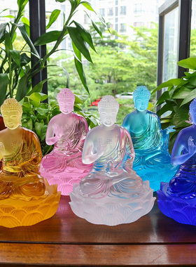 古法琉璃药师七佛如来坛城套摆件