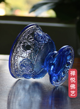 半手工古法琉璃八吉祥大中供水杯
