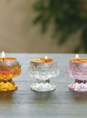 迷你酥油古法琉璃佛前蜡烛台台灯