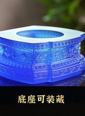 珍悦古法琉璃蓝色背板药师佛佛像