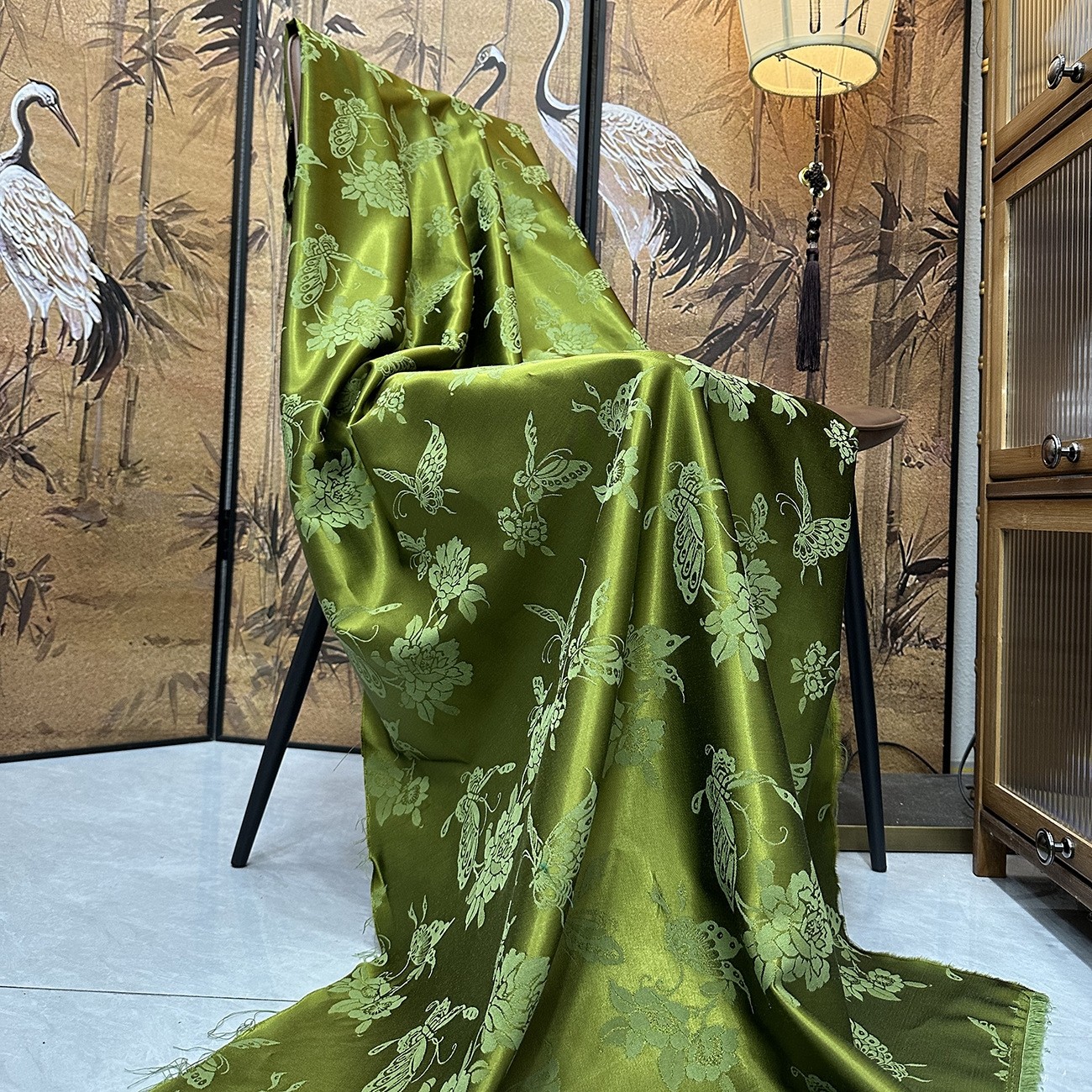 人丝棉蝶恋花提花服装面料 新中式马甲秋冬名族风外套棉服布料,淘宝优惠券,粉丝福利购,淘宝优惠卷