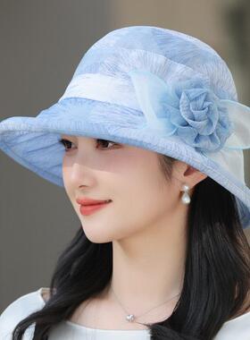 渔夫帽女春夏季出游欧根纱遮阳帽