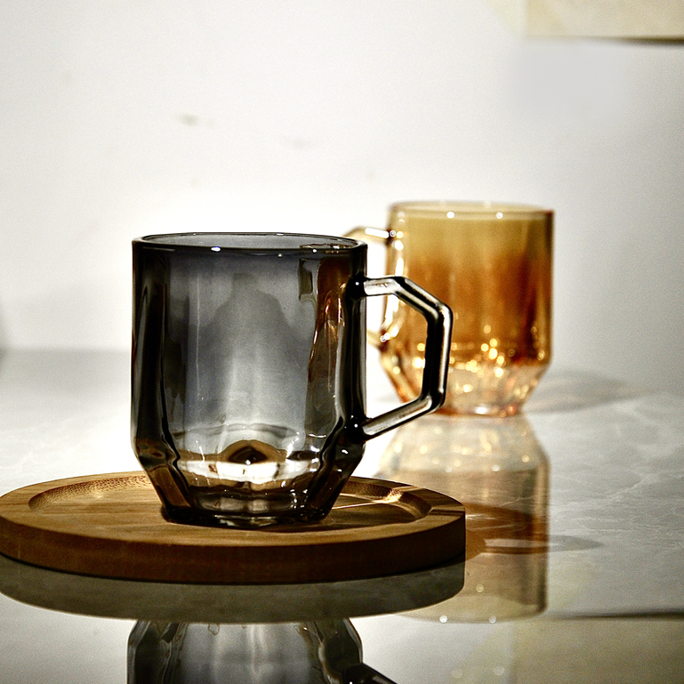 创意带把手玻璃杯子喝酒杯家用果汁饮料杯六角水杯喝水杯子伴手礼 - 图1