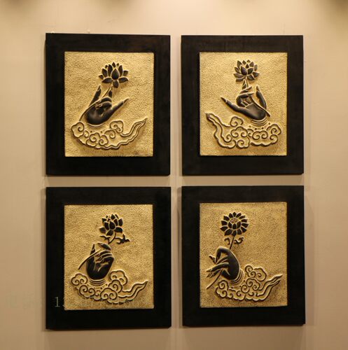 中式复古浮雕挂件壁饰禅意家居装饰画 工艺品招财佛手墙饰华手 - 图0