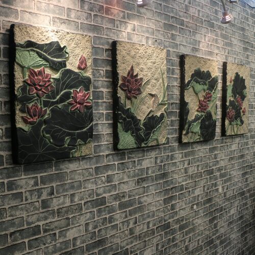中国风荷花浮雕挂件墙饰玄关走廊壁饰背景墙饰装饰品 恋荷 - 图3