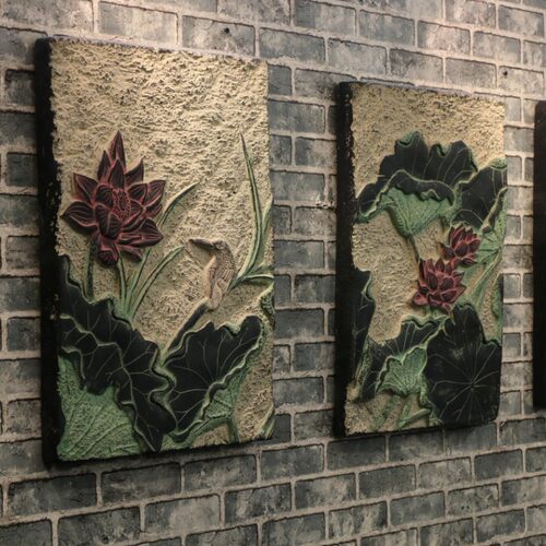 中国风荷花浮雕挂件墙饰玄关走廊壁饰背景墙饰装饰品 恋荷 - 图0