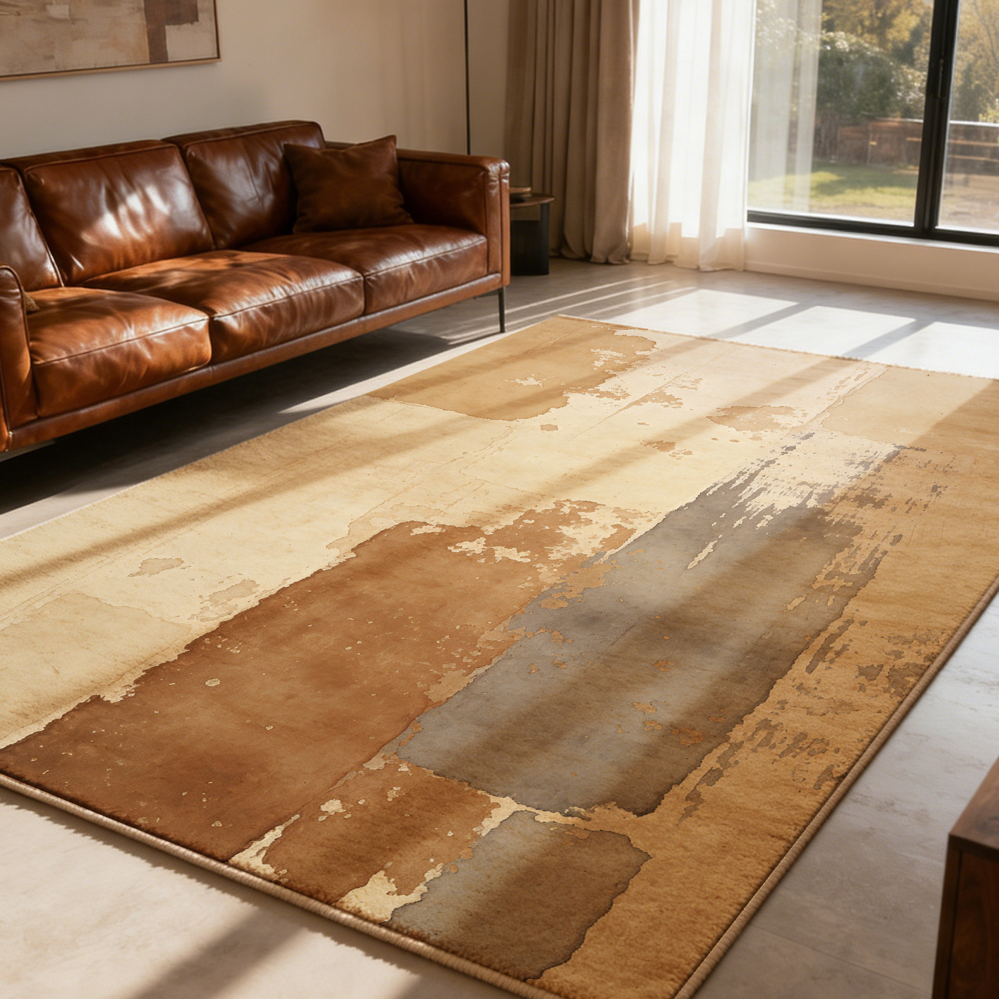 新款中古风客厅地毯仿羊绒侘寂风抽象防滑茶几毯轻奢高级感地垫,淘宝优惠券,粉丝福利购,淘宝优惠卷